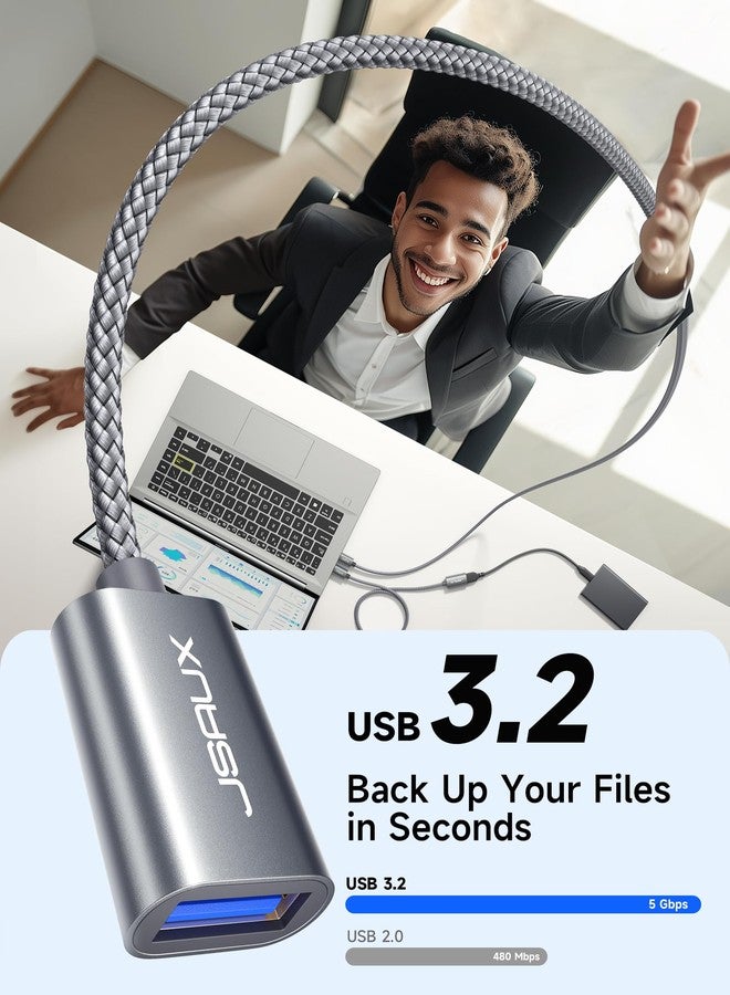 jsaux كابل تمديد USB 3.0 من JSAUX بحجم 2 حزمة 10 قدم + 10 قدم، نوع A ذكر إلى أنثى، كابل موسع من النايلون متوافق مع كاميرا الويب، الكاميرا، الهاتف، محور USB، الفأرة، لوحة المفاتيح، الطابعة، القرص الصلب، إكس بوكس - رمادي - Image 2