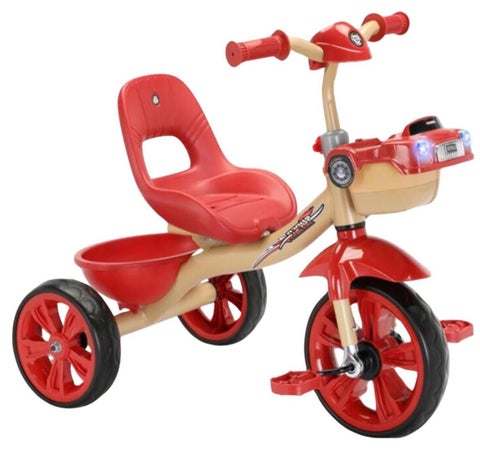 Tricycle for Kids, Baby Cycle with Light and Music, Kids Tricycle with Back Storage Basket & 3 Wheels, Baby Cycle Bike For 2 to 5 Years Boys Girls Red