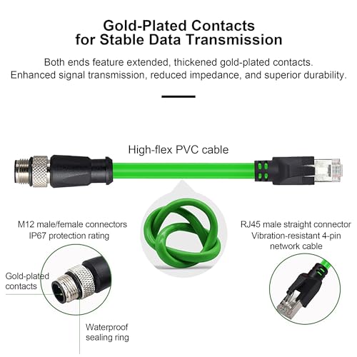 ZBLZGP M12 4-Pin D-Code RJ45 Ethernet Cable CAT5E Ultra-High Speed Support 100Gbps Transmission 5M for Data-Intensive Factory Networks - Image 4