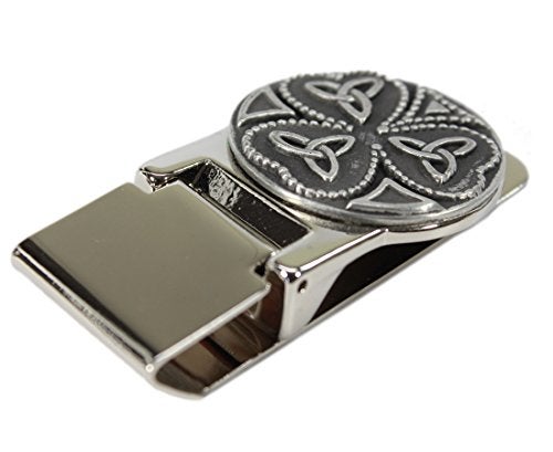 Biddy Murphy Irish Gifts, Shamrock Celtic Money Clip Trinity Knot Stainless Steel & Pewter Made in Ireland - Image 3