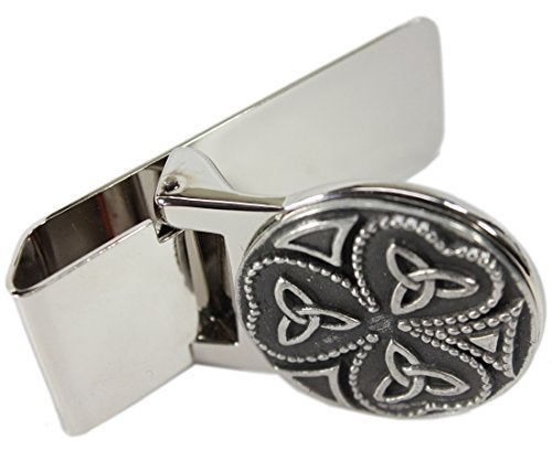 Biddy Murphy Irish Gifts, Shamrock Celtic Money Clip Trinity Knot Stainless Steel & Pewter Made in Ireland - Image 2