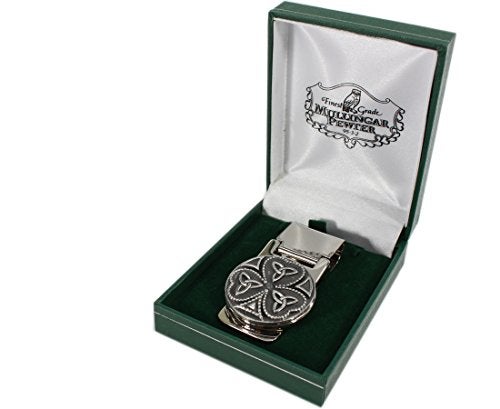 Biddy Murphy Irish Gifts, Shamrock Celtic Money Clip Trinity Knot Stainless Steel & Pewter Made in Ireland - Image 4