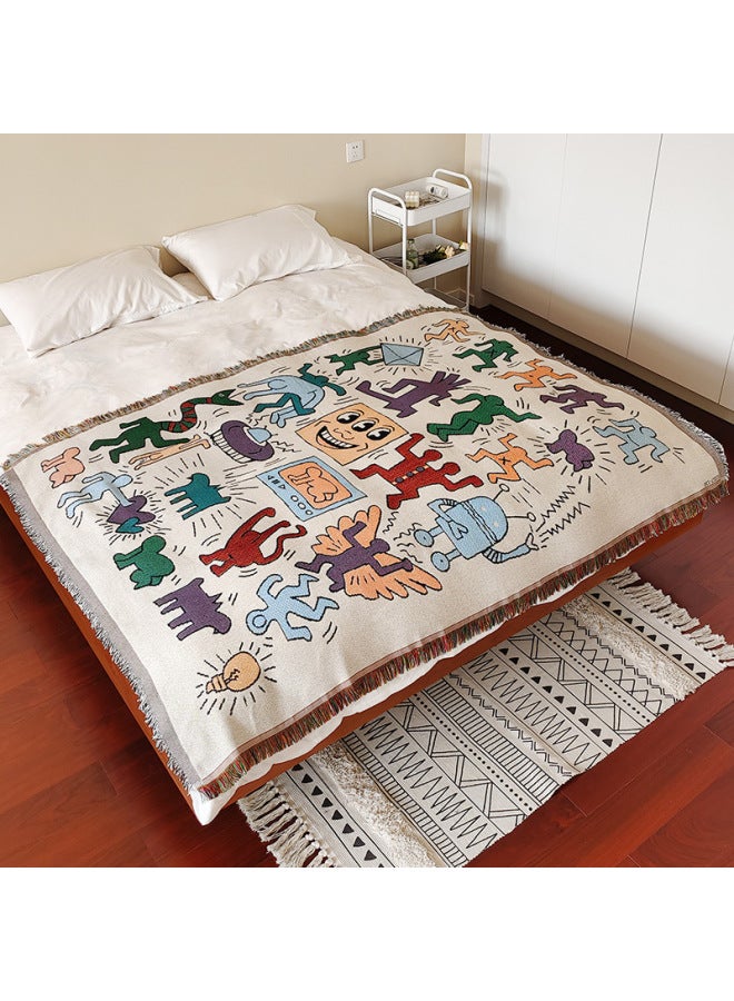 Style Cotton Yarn Jacquard Cover Blanket Bed End Decoration Towel Hotel Linen Hotel Homestay Bed Flag Bed End Towel