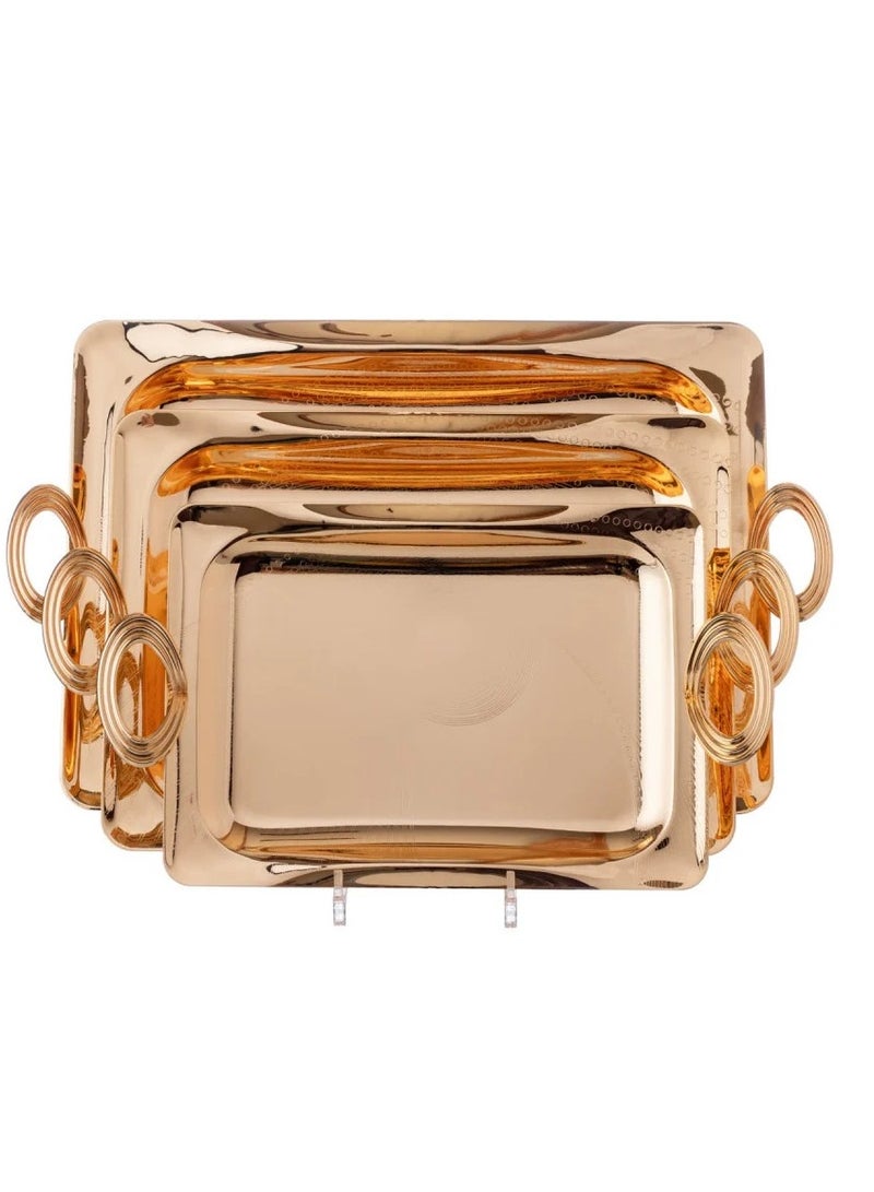 Hic metal serving trays set golden color - Image 1