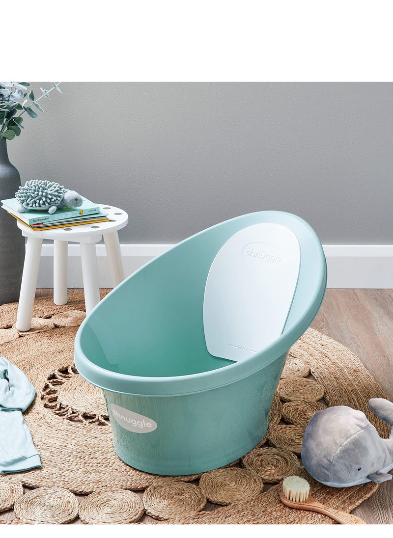 Shnuggle - Newborn Baby Bath Built In Support Bump And Soft Backrest  Suitable From Newborn | Bath Seat Support Includes Plug  Eucalyptus Green - Image 1