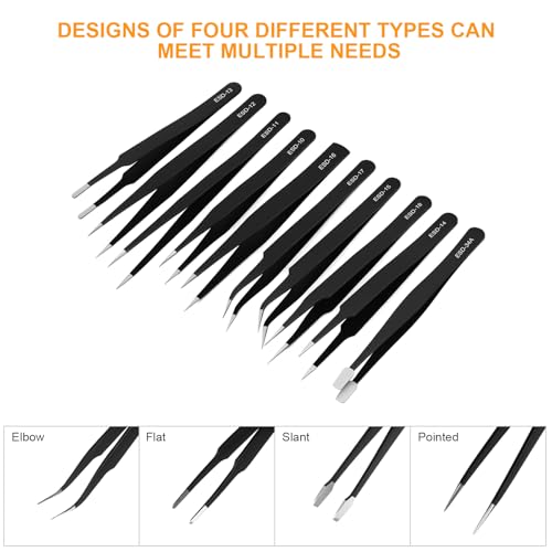 Ainiv Precision Tweezers Set, 11PCS Anti-Static ESD Tweezers Set with 1PCS Micro Wire Cutter for Modeling, Electronic Repair, Handicraft, Laboratory, Jewelry Manufacturing, Hobby etc - Image 3