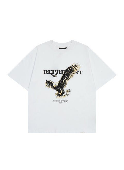 Vintage Eagle Print FOG Tee Unisex Oversized Streetwear White