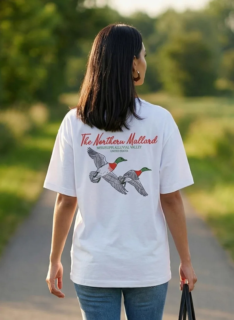 نوبيرو Nobero Women Oversized Printed T-shirt