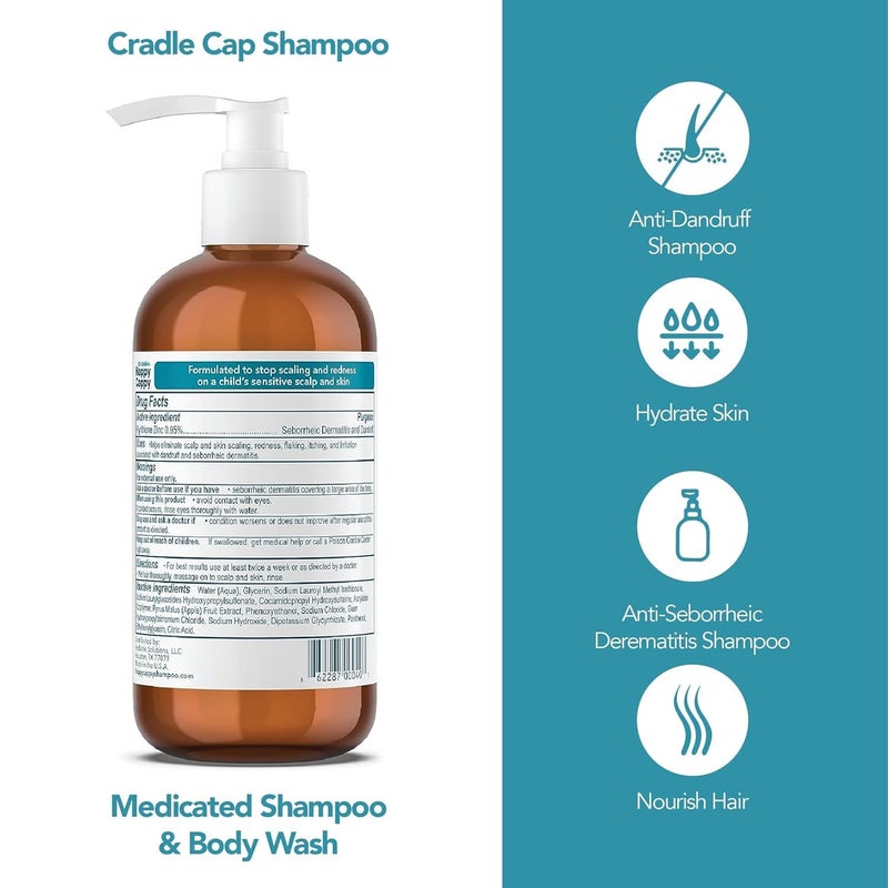 Happy Cappy Cradle Cap Medicated Shampoo and Body Wash with Comb - Baby Dandruff Shampoo, Helps Infants with Seborrheic Dermatitis, Reduces Flakes, Dermatologist Tested, Fragrance Free - 8 fl oz - Image 2