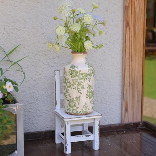 Ronasip 8" Retro Crackle Glaze Ceramic Vase Rustic Green Vases Decorative Vases Farmhouse Home Decor Vase Chinoiserie Vintage Flower Vases (Green, 8 Inches) - Image 5