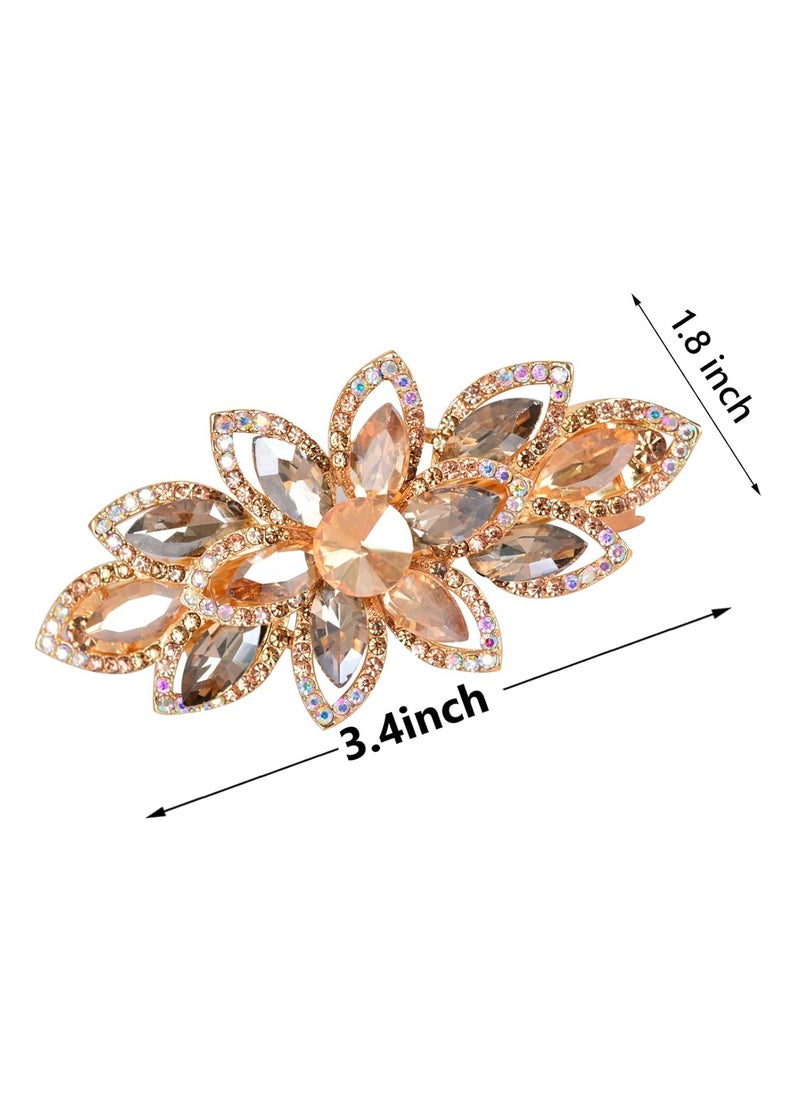 Sankuwen Floral Rhinestone Hairpin Luxury Crystal Flower Hair Barrette Clip (Champagne)  - Image 4