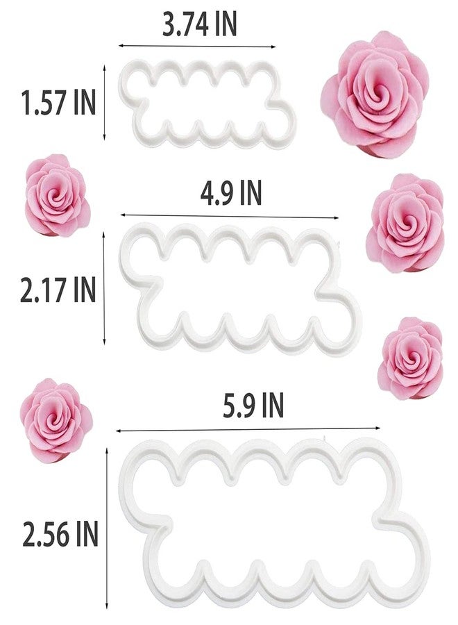 Tesorrio 3Pcs Fondant Cutters for Edible Flowers Cake Decorations - Easy-to-Use, Different Sizes Fondant Flower Cutter for Gumpaste Flowers - Elegant Edible Rose Petals in Wedding Cakes and Desserts - Image 2