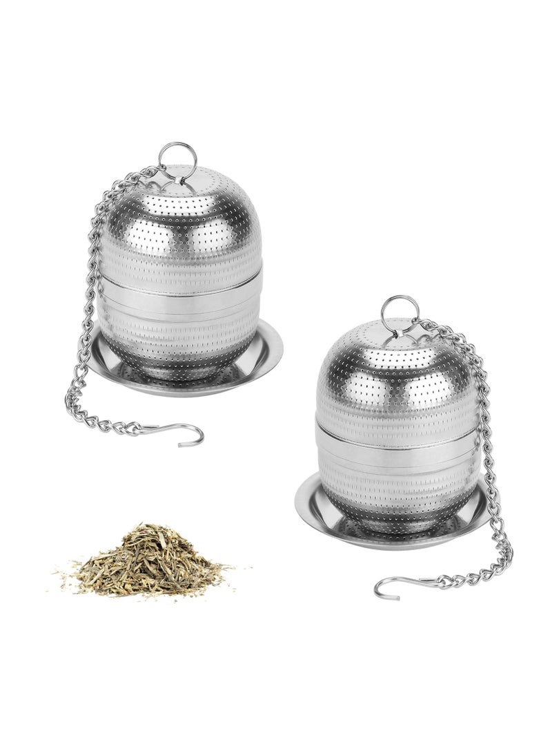 SYOSI Tea Infuser Strainer, 2Pcs Stainless Steel Tea Strainers for Loose Tea, Loose Leaf Tea Steeper, Fine Mesh Tea Ball holder with Chain Hook, Reusable Tea Filter Bags Diffusers  - Image 1