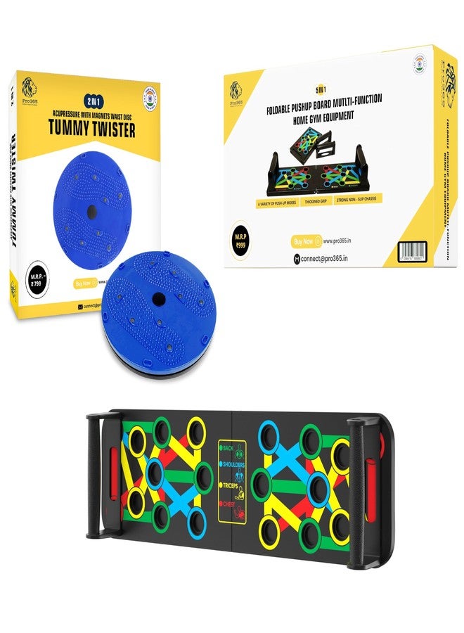 PRO365 Waist Disc Acupressure With Magnets Reflexology Slimming Abdominal 2 in 1 tummy twister Yellow With Pushup Board Combo Ab Exerciser - Image 1