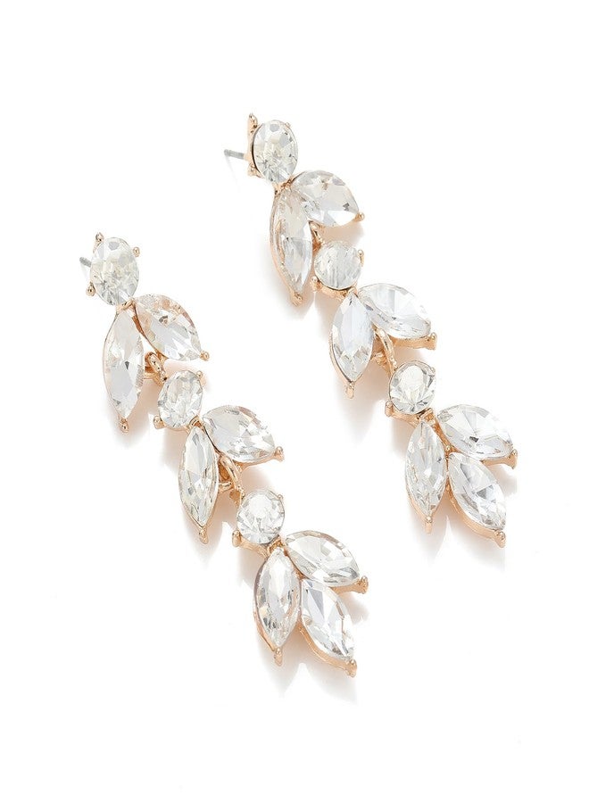 GAOKOXI Gold Wedding Rhinestone Dangle Earrings Elegant Bridal Crystal Drop Earrings for Women Bridesmaids Guest Party Prom - Image 1