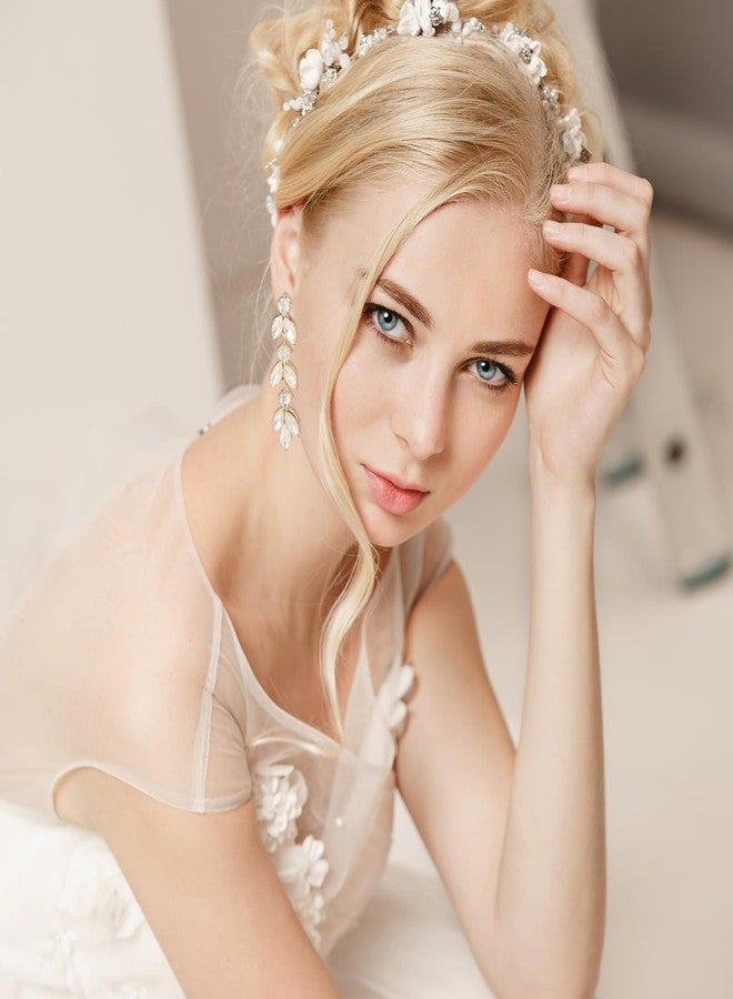 GAOKOXI Gold Wedding Rhinestone Dangle Earrings Elegant Bridal Crystal Drop Earrings for Women Bridesmaids Guest Party Prom - Image 2