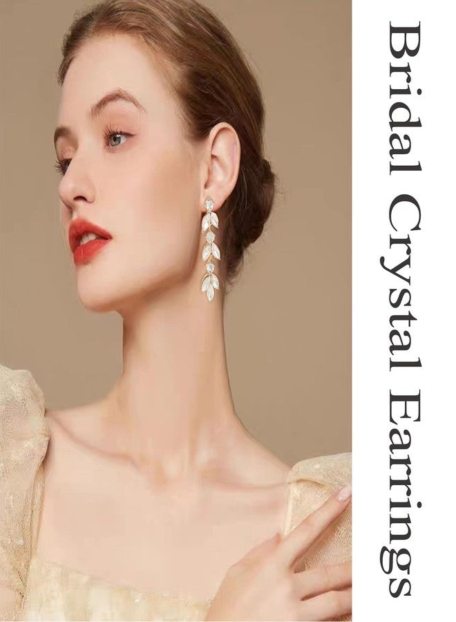 GAOKOXI Gold Wedding Rhinestone Dangle Earrings Elegant Bridal Crystal Drop Earrings for Women Bridesmaids Guest Party Prom - Image 4