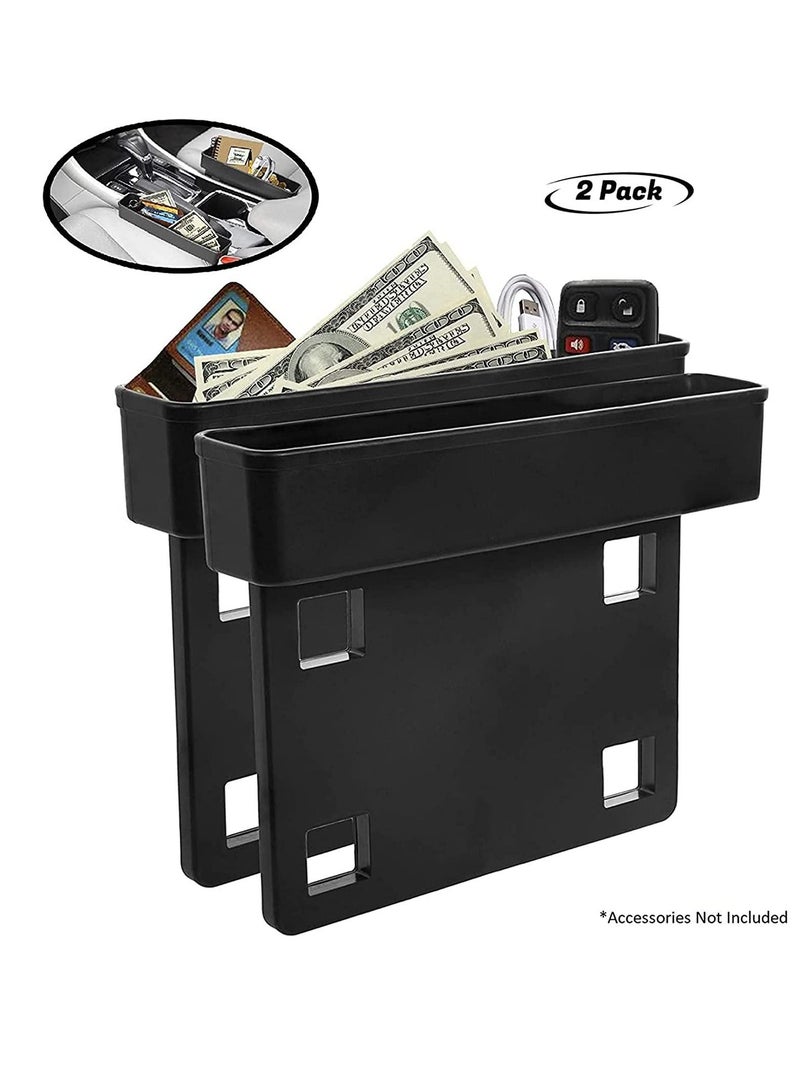 KASTWAVE Between Car Seat Gap Filler Organizer, 2 Pack Side of Center Console Storage Box for Money, CellPhone and Keys, Multifunction Crevice Pocket Caddy Catcher, Vehicle Interior Accessories