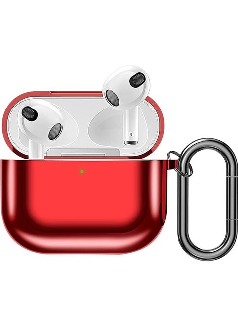 Compatible With Airpods 3 Case Cover Shockproof Tpu Plated Protective Cover Skin With Keychain For Airpod 3Rd Generation Anti Scratch Drop Proof Front Led Visible
