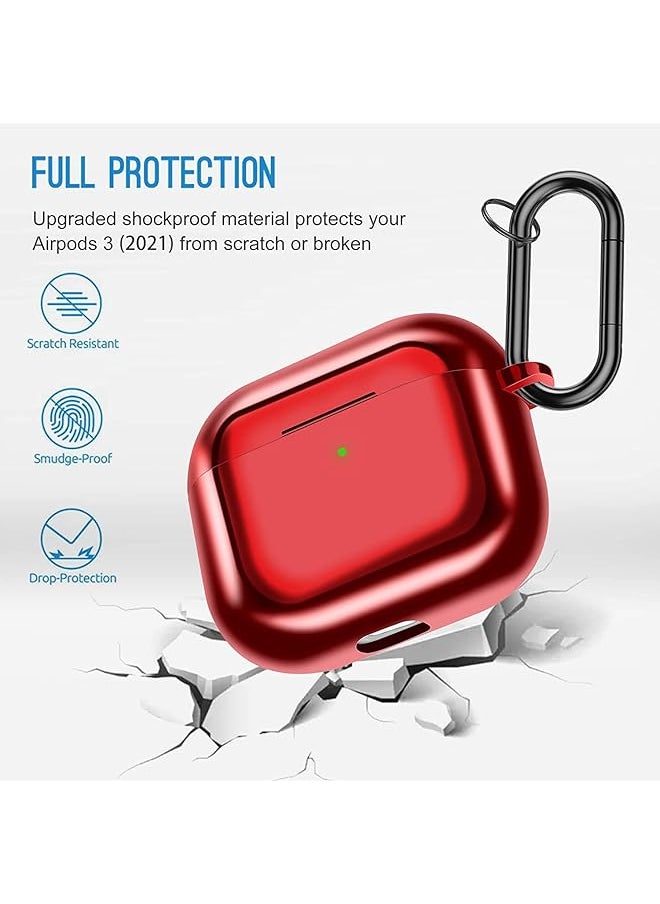 erorex - Compatible With Airpods 3 Case Cover Shockproof Tpu Plated Protective Cover Skin With Keychain For Airpod 3Rd Generation Anti Scratch Drop Proof Front Led Visible - Image 1