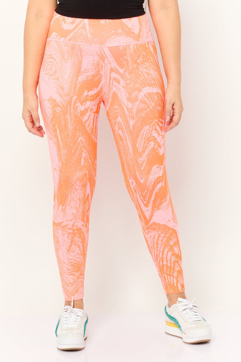 Adidas Women Sportswear Fit Brand Logo Outdoor Tights, Pink/Orange - Image 1