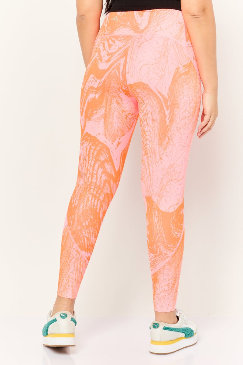 Adidas Women Sportswear Fit Brand Logo Outdoor Tights, Pink/Orange - Image 4