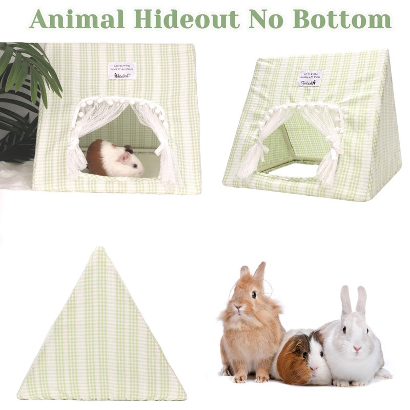 Jevnd Guinea Pig Hideout Large with Curtain, Bunny Hideout, Machine Washable Guinea Pig Hide Tent Houses & Habitats, Small Animal Hideout for Pet Rabbit, Ferret, Rat, Chinchilla, Squirrel (Grid, Large) - Image 3