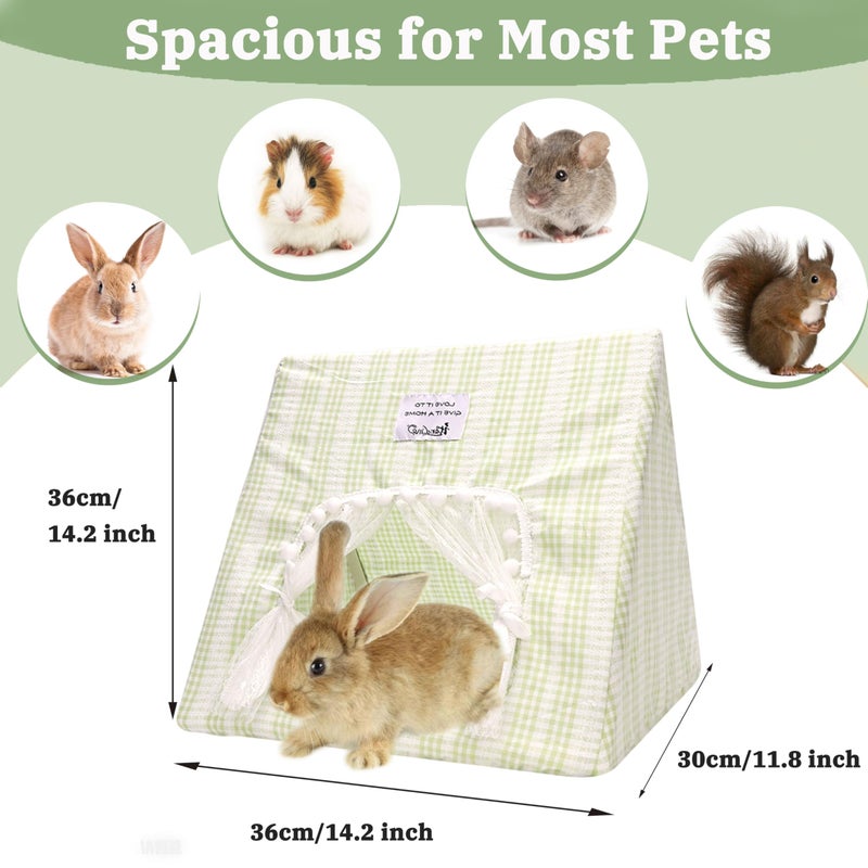Jevnd Guinea Pig Hideout Large with Curtain, Bunny Hideout, Machine Washable Guinea Pig Hide Tent Houses & Habitats, Small Animal Hideout for Pet Rabbit, Ferret, Rat, Chinchilla, Squirrel (Grid, Large) - Image 2