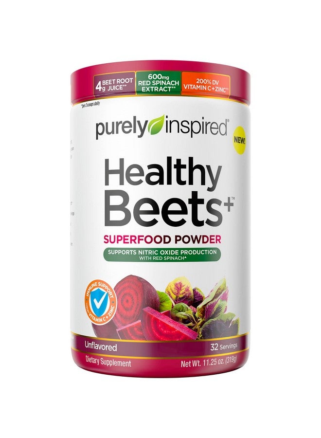 purely inspired Beet Root Powder Healthy Beets + Superfood Powder Vitamin C & Zinc For Immune Support Supports Nitric Oxide Production With Red Spinach Unflavored (32 Servings) - Image 2