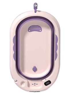 Eazy Kids Temperature Controlled Foldable Bathtub With Intelligent Temperature Monitoring Thermometer And Baby Head Shampoo Wash Rinse Mug - Purple  - Image 1