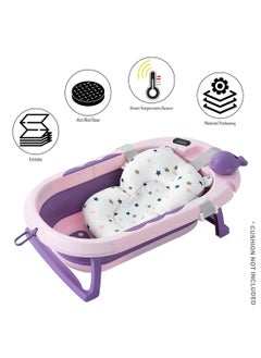 Eazy Kids Temperature Controlled Foldable Bathtub With Intelligent Temperature Monitoring Thermometer And Baby Head Shampoo Wash Rinse Mug - Purple  - Image 2