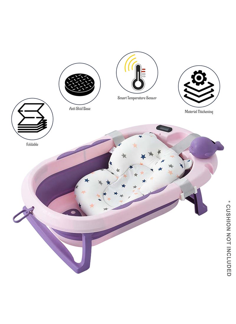 Eazy Kids Temperature Controlled Foldable Bathtub With Intelligent Temperature Monitoring Thermometer And Baby Head Shampoo Wash Rinse Mug - Purple  - Image 2