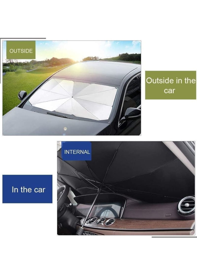 Car Umbrella Sun Shade Cover, Foldable Sun Shades Car for Windshield Parasol to Keep Your Vehicle Cool and Damage Free, Block Heat UV Rays Sun Visor Protector, Easy to Use 50x25 inch - Image 2