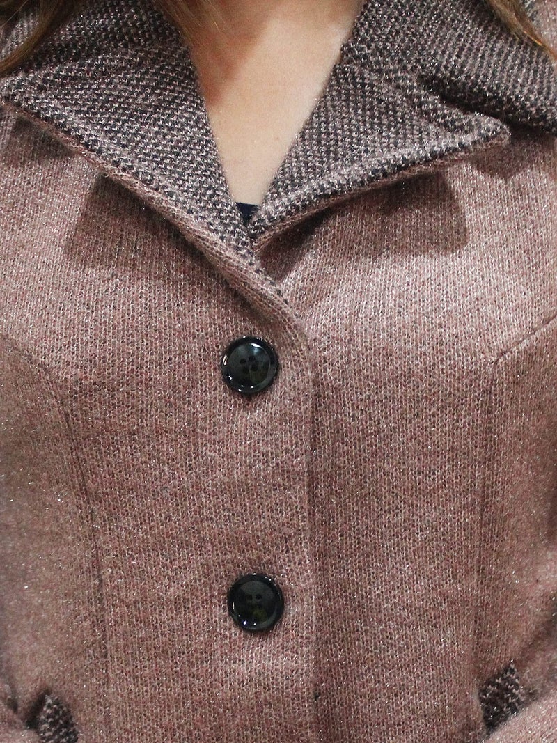 Matelco Womens Woollen Collared Coat Cardigan (IN, Alpha, 2XL, Brown) - Image 5