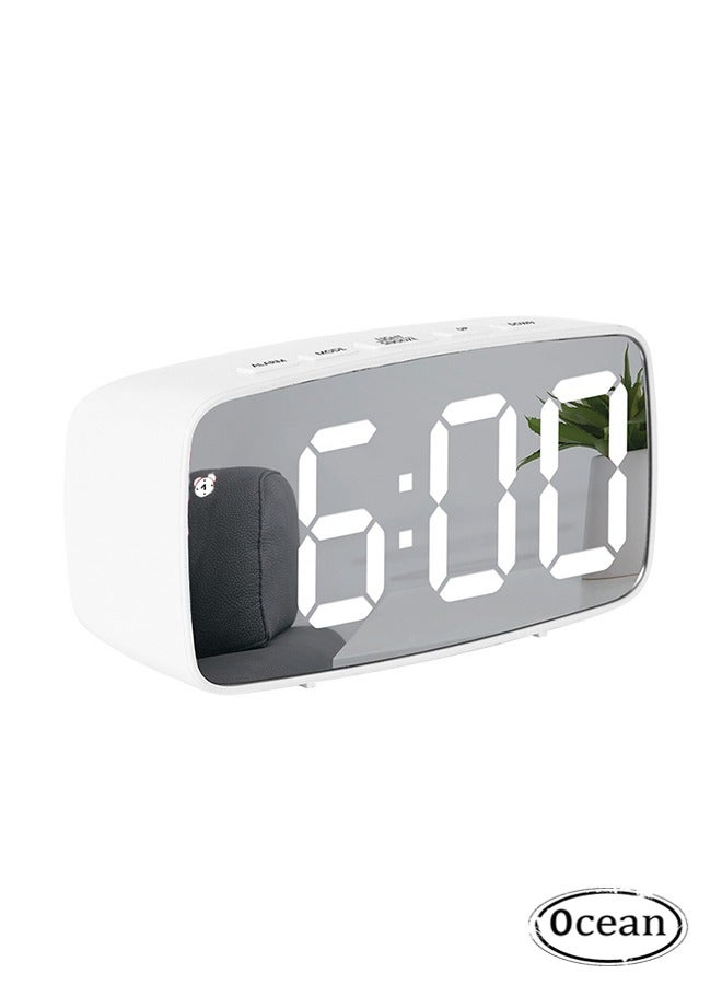 أوشن ساعة منبه رقمية لغرفة النوم، تصميم على شكل قوس، بسيطة وأنيقة، مع وضع منبه قابل للتعديل، مناسبة لغرفة المعيشة أو المكتب أو ديكور غرفة النوم، إكسسوارات مكتب حديثة، أبيض - Image 1