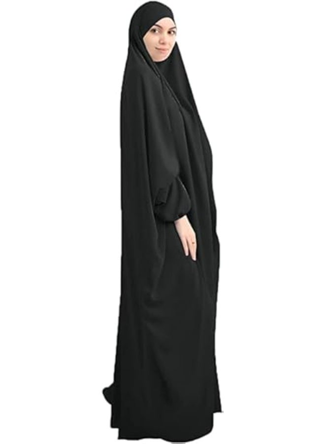 طقم صلاة نسائي مسلم من قطعة واحدة بغطاء رأس وحجاب، رداء إسلامي - Image 4