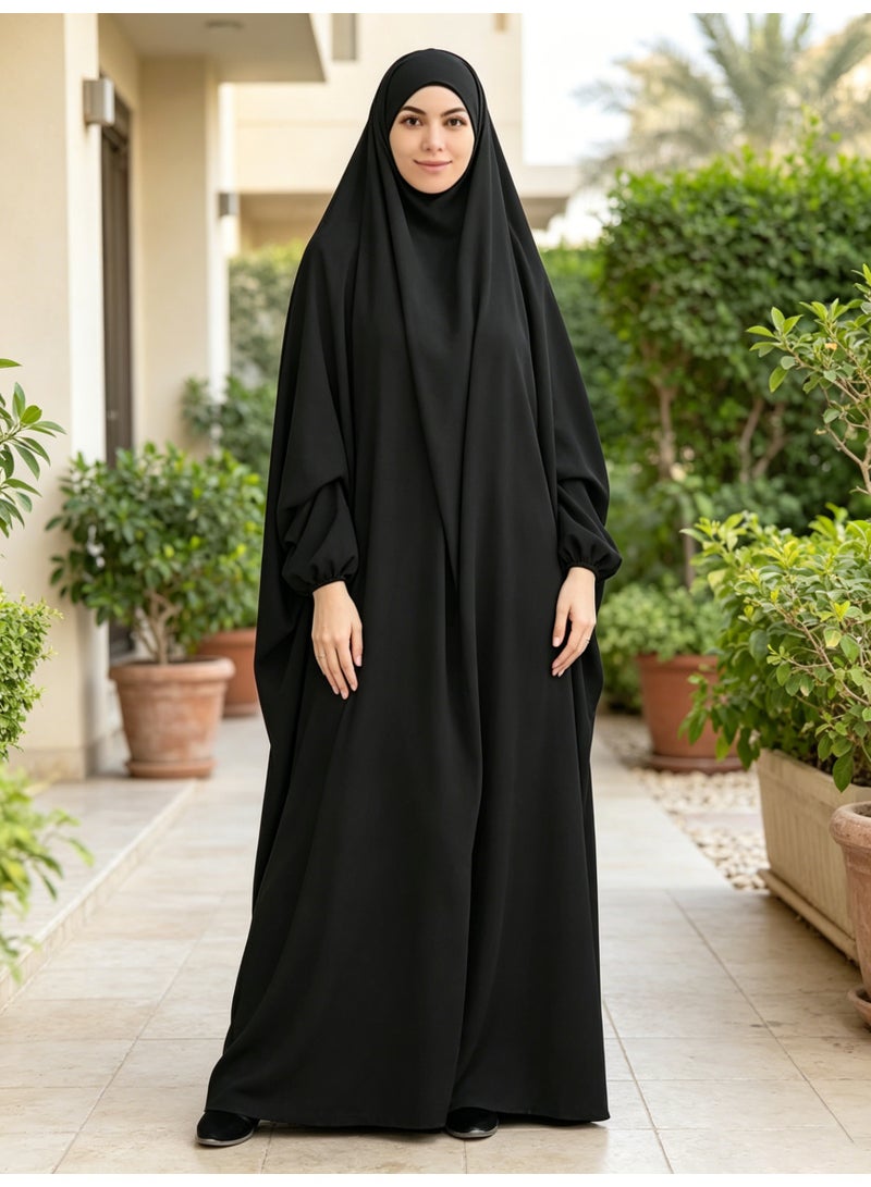 طقم صلاة نسائي مسلم من قطعة واحدة بغطاء رأس وحجاب، رداء إسلامي - Image 1
