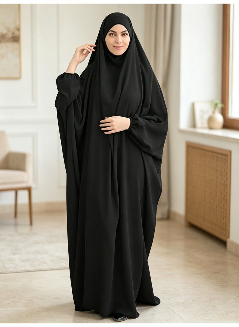 طقم صلاة نسائي مسلم من قطعة واحدة بغطاء رأس وحجاب، رداء إسلامي - Image 3
