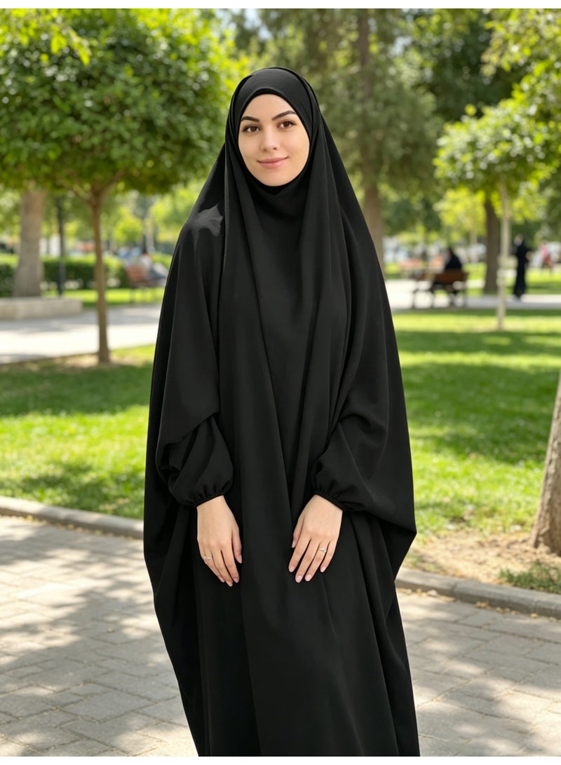 طقم صلاة نسائي مسلم من قطعة واحدة بغطاء رأس وحجاب، رداء إسلامي - Image 2