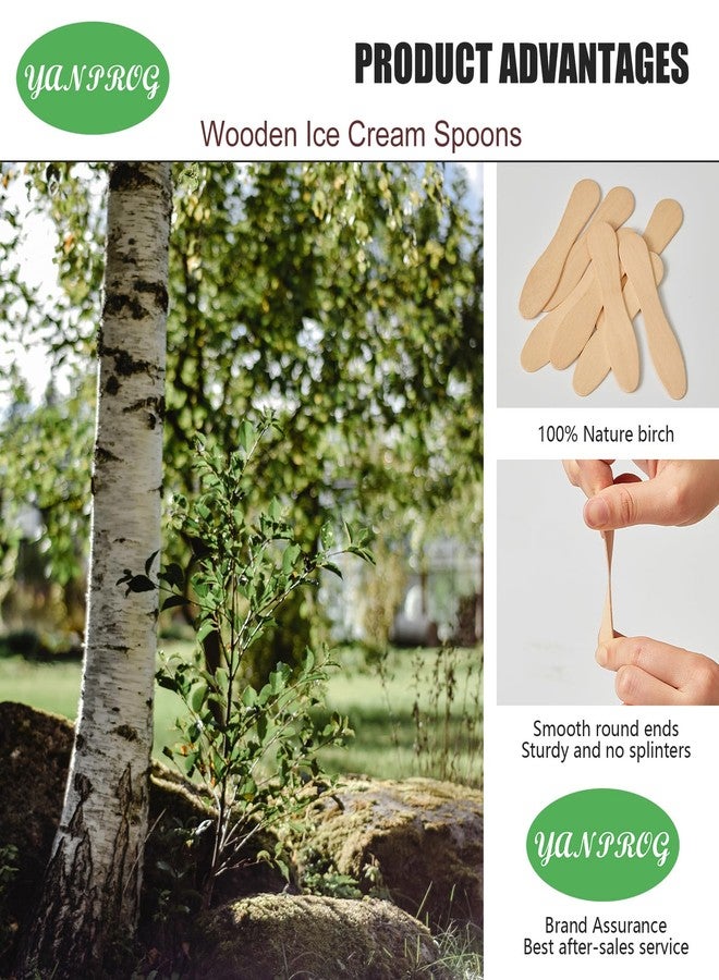 YANPROG Mini Wooden Spoons Small Tasting Spoons 3" Ice Cream Spoon 100Pcs, Natural Birch Biodegradable Compostable Wooden Cutlery for Parties, weddings - Image 2