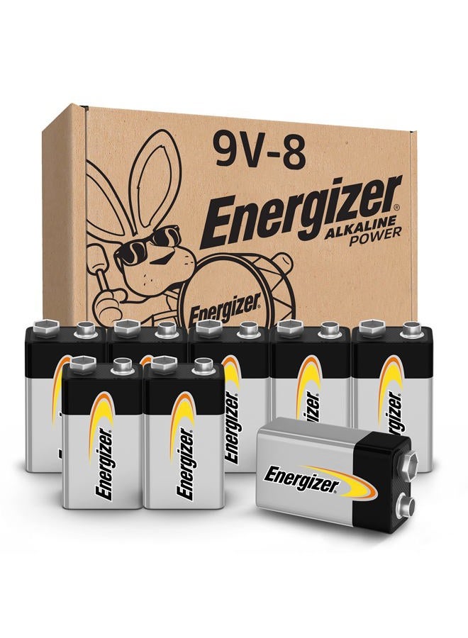 Energizer بطاريات قلوية 9 فولت (8 عبوة) ، بطاريات قلوية 9 فولت طويلة الأمد - Image 1
