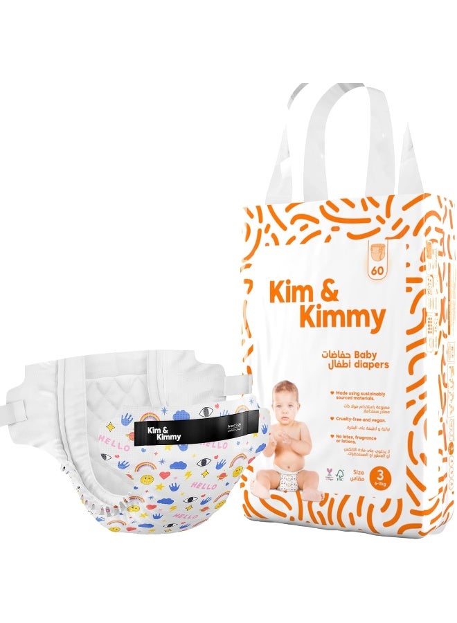 كيم آند كيمي حفاضات كيم آند كيمي مقاس 3 ، 6-11 كجم ، الكمية 60 - Image 1