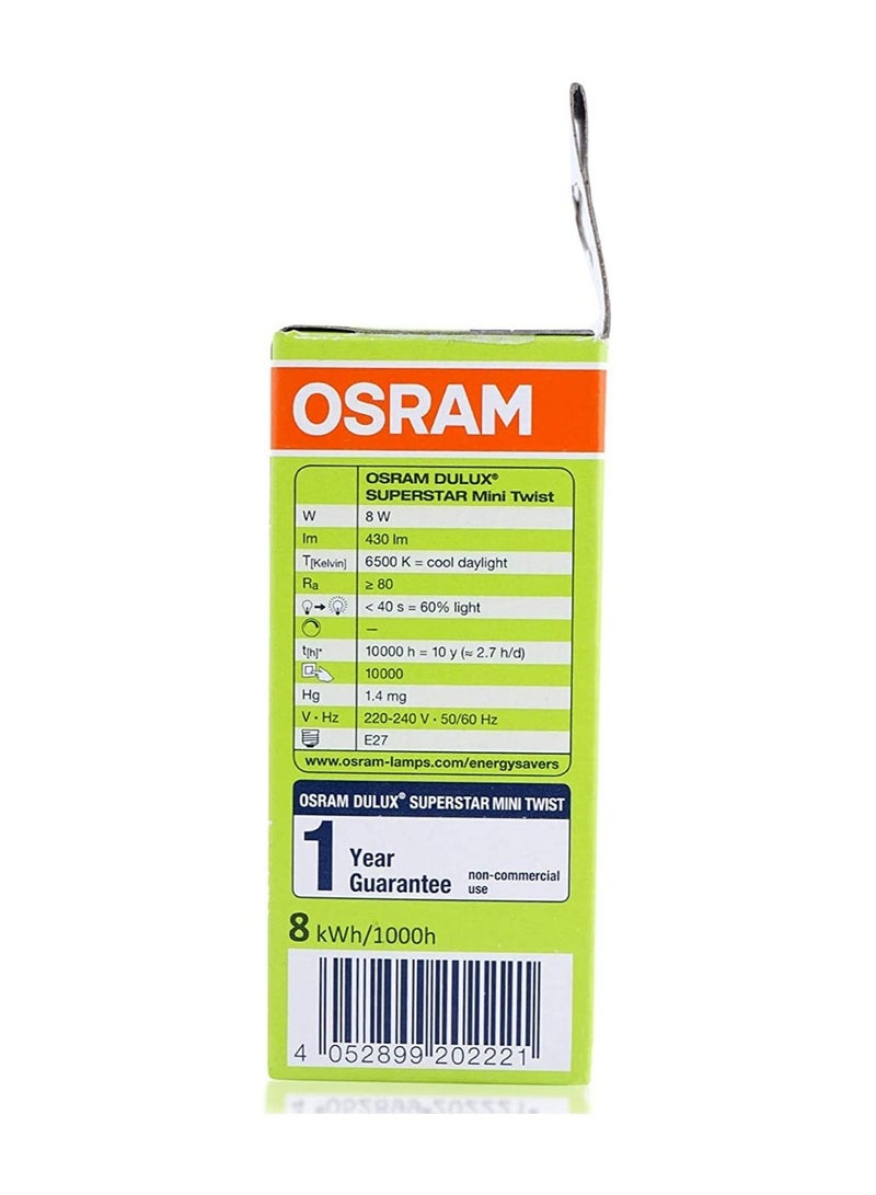 OSRAM OSRAM DULUX SUPERSTAR MINI Daylight CFL Bulb | 8W 865 E27 ESMA APPROVED | Compact fluorescent integrated | Pack of 20 - Image 4