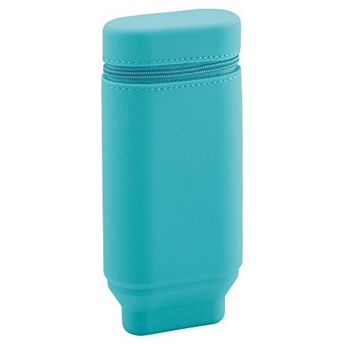 LIHIT LAB A7694-14 Stand Pencil Case, Oval Type, Light Blue - Image 1