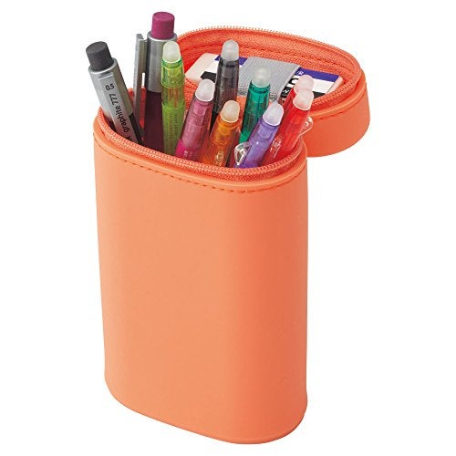 LIHIT LAB A7694-14 Stand Pencil Case, Oval Type, Light Blue - Image 2