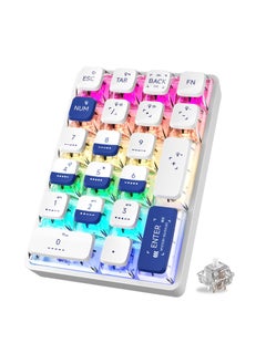 K21 RGB Backlit Tri-Mode Wireless Mechanical Number Pad Supports 3 Bluetooth/2.4GHz/Type C Wired,Hot Swappable 21 Keys Mechanical Numpad with Pudding Style PBT Keycaps