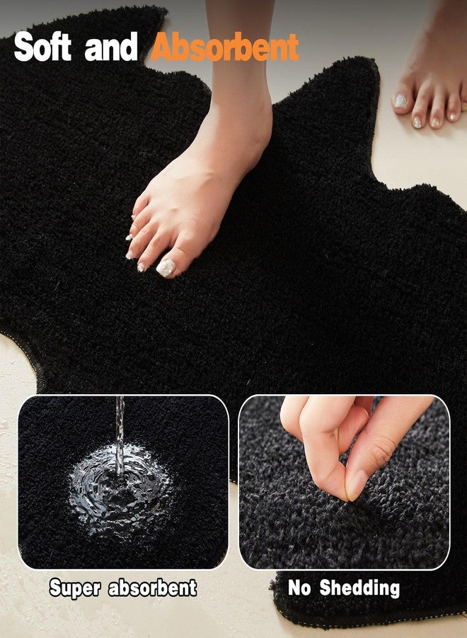 TYUU Halloween Bathroom Rug, Bat Bath Mat Super Absorbant Bathroom Rugs Non-Slip Washable Gothic Bat Shaped Floor Mat Halloween Decor, 20''x30'', Black - Image 3