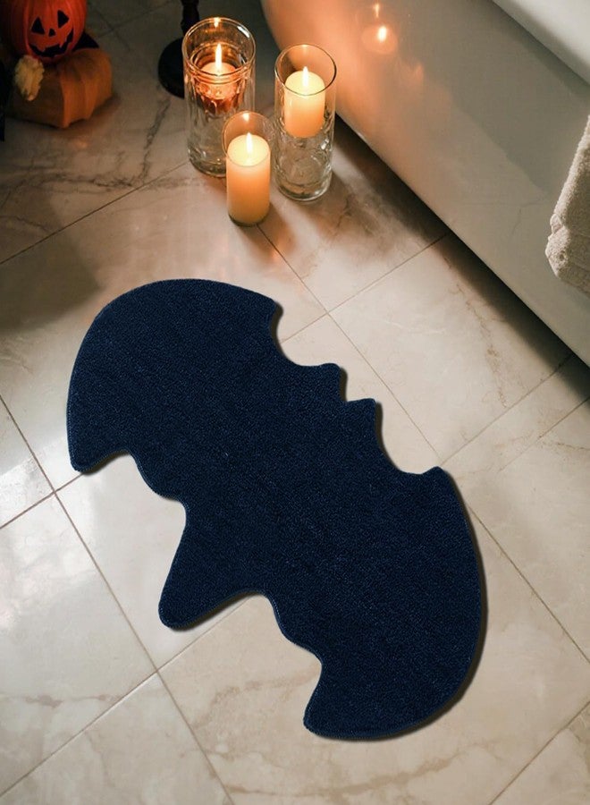 TYUU Halloween Bathroom Rug, Bat Bath Mat Super Absorbant Bathroom Rugs Non-Slip Washable Gothic Bat Shaped Floor Mat Halloween Decor, 20''x30'', Black - Image 1