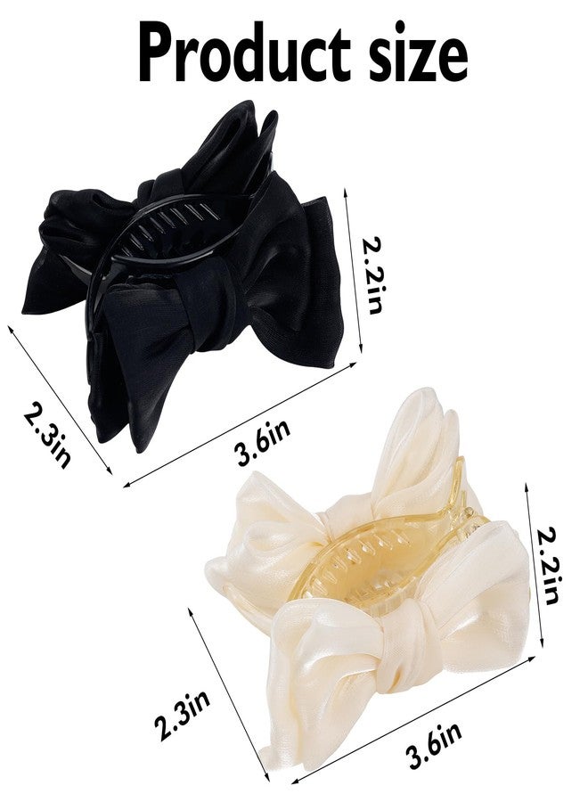 TUCEWP 2Pcs Modern Retro Bow Hair Clips for Women Girls, Black White, Claw Clip, 1 Count (Pack of 2), Female, All Hair Types, Fabric, Wedding Birthday Halloween Christmas - Image 5