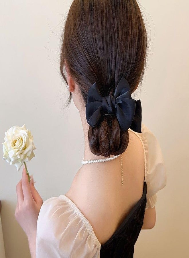 TUCEWP 2Pcs Modern Retro Bow Hair Clips for Women Girls, Black White, Claw Clip, 1 Count (Pack of 2), Female, All Hair Types, Fabric, Wedding Birthday Halloween Christmas - Image 2